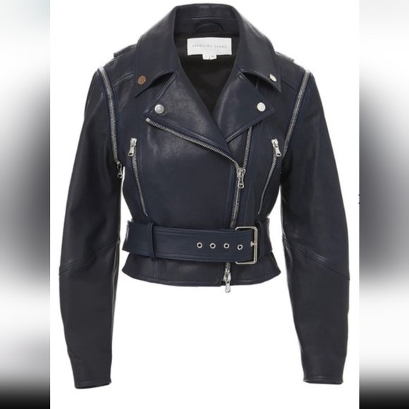 Veronica Beard Navy Leather Jacket - Picture 13 of 13